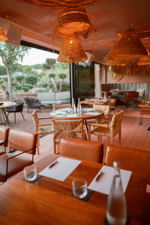 corporate event set up in a chic hotel restaurant